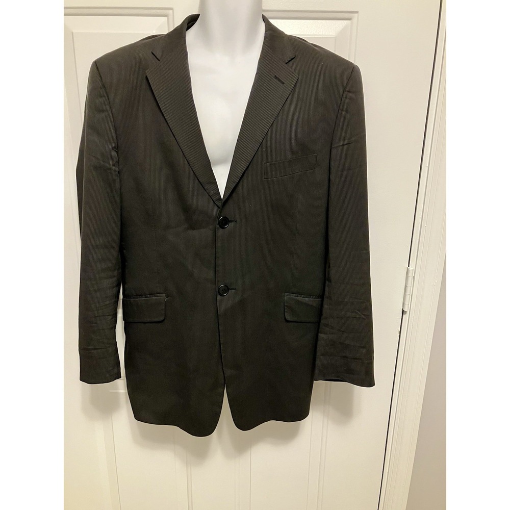 Theory Sz 42R Charcoal Gray Pinstripe Cotton Blend Two Button Mens Blazer Jacket